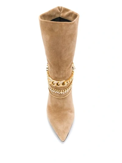 Shop Alevì Chain-embellished Boots In Brown