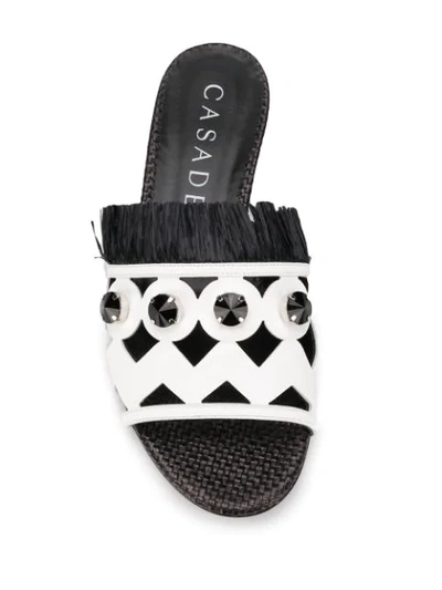 Shop Casadei Geometric Print-panel Sandals In White