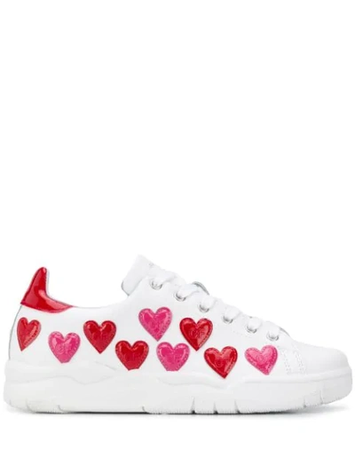 Shop Chiara Ferragni Heart-embellished Sneakers In White