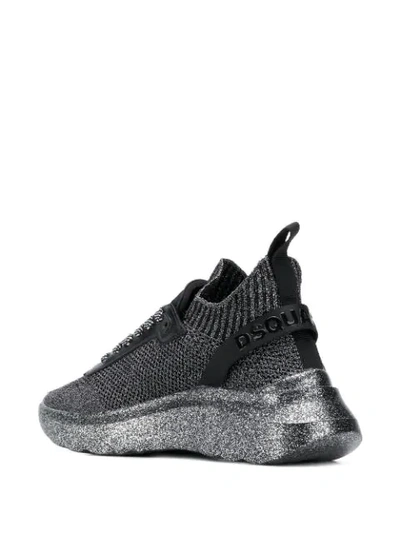 Shop Dsquared2 Speedster Metallic Sneakers In Black