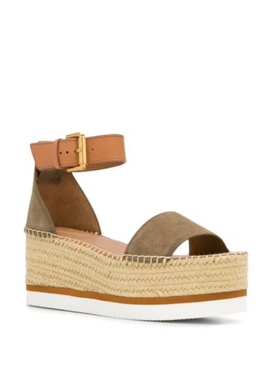 Shop See By Chloé Glyn Platform Espadrilles In Green