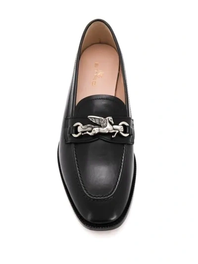 Shop Etro Pegaso Logo Flat Loafers In Black
