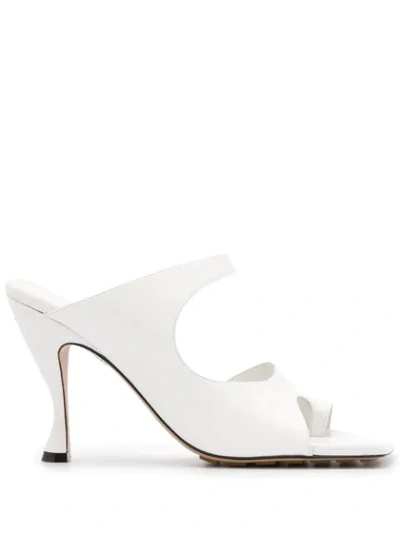 Shop Bottega Veneta Square Toe Sandals In White