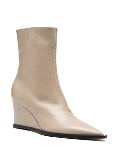 Shop Dorothee Schumacher Pointed Wedge-heel Boots In Neutrals