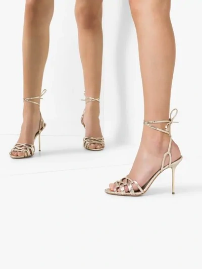 Shop Aquazzura Azur Metallic 95 Sandals In Silver