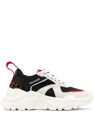 Shop Zadig & Voltaire Colour-block Lace-up Trainers In Black