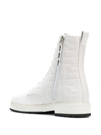Shop Fendi Ff Embossed Combat Boots In White