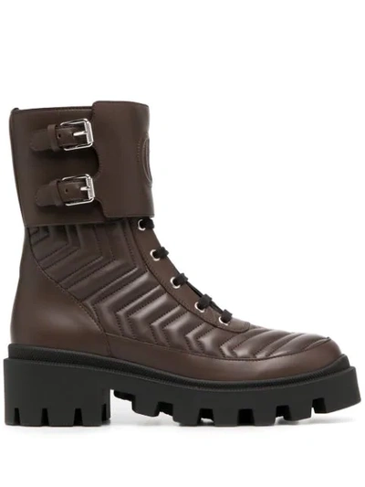 Shop Gucci Interlocking G Combat Boots In Brown