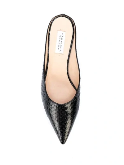 Shop Gabriela Hearst Crocodile Effect Mules In Black