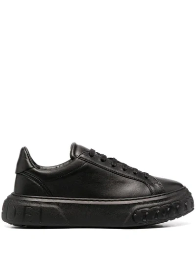 Shop Casadei Off-road Leather Sneakers In Black