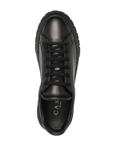 Shop Casadei Off-road Leather Sneakers In Black