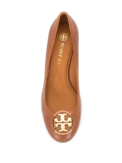 Shop Tory Burch Logo 65mm Wedge Pumps In Brown