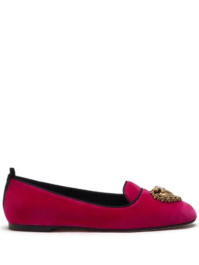 Shop Dolce & Gabbana Heart Logo Plaque Slippers In Pink