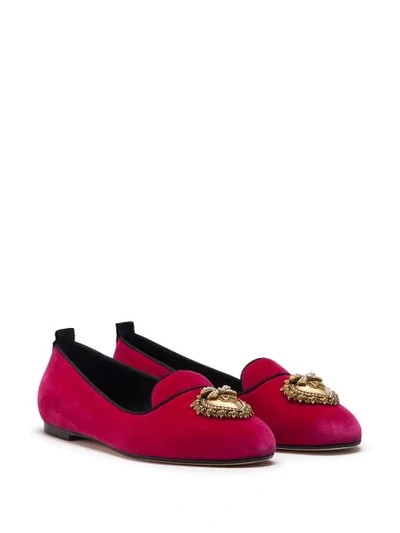 Shop Dolce & Gabbana Heart Logo Plaque Slippers In Pink