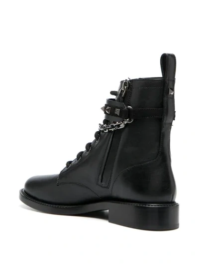 Shop Valentino Rockstud-embellished Lace-up Ankle Boots In Black
