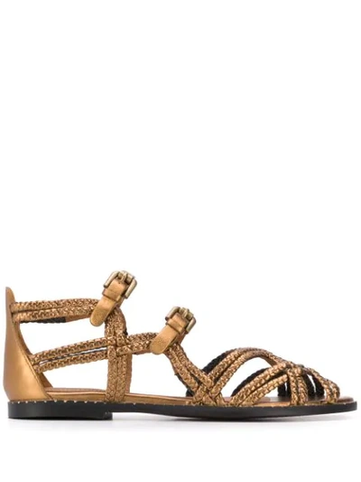Shop See By Chloé Metallic Strappy Sandals In Gold