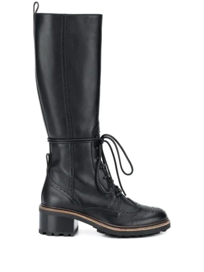 Shop Chloé Franne Lace-up High Boots In Black