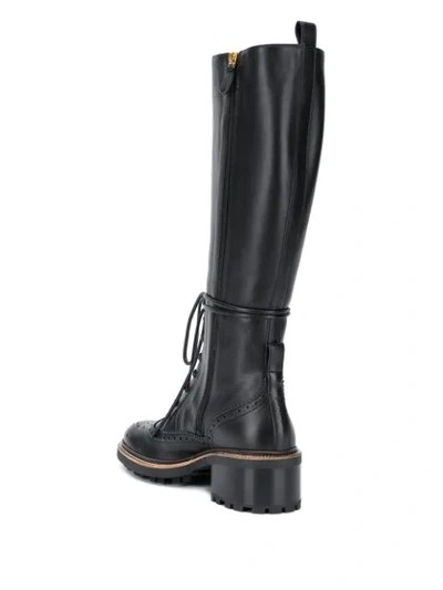 Shop Chloé Franne Lace-up High Boots In Black