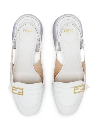 Shop Fendi Promenade Crocodile-effect Slingback Loafers In White