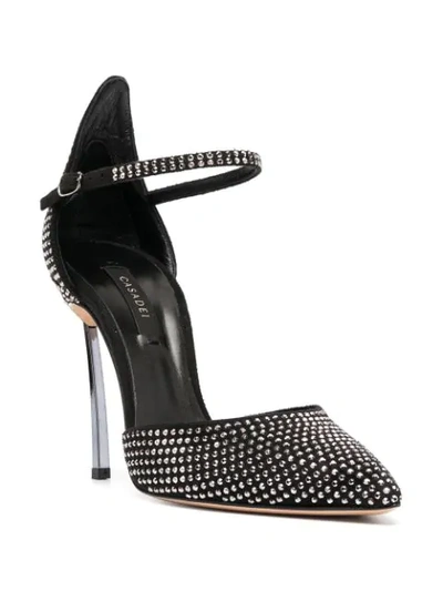 Shop Casadei Crystal-embellished Stiletto Sandals In Black