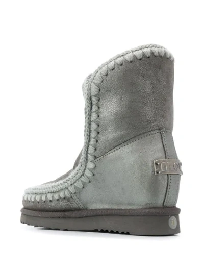Shop Mou Eskimo Inner Wedge Ankle Boots In Grey