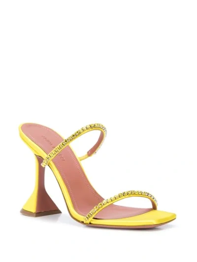 Shop Amina Muaddi Gilda 95mm Open Toe Sandals In Yellow