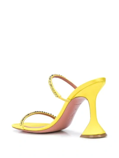 Shop Amina Muaddi Gilda 95mm Open Toe Sandals In Yellow