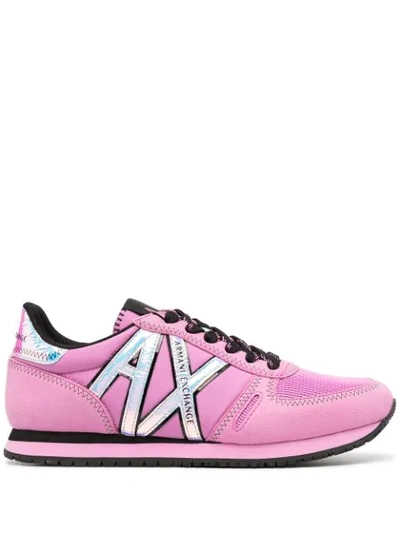 Shop Armani Exchange Side-logo Lace-up Sneakers In Pink