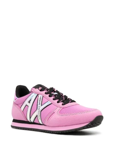 Shop Armani Exchange Side-logo Lace-up Sneakers In Pink