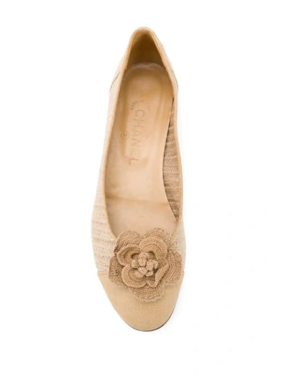 Pre-owned Chanel Crocheted Flower Ballerina Shoes In Neutrals