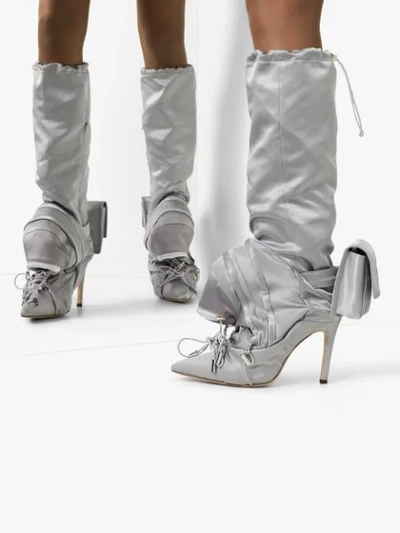 Shop Christian Stone Duffle Toggle Fastened Boots In Silver