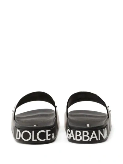 Shop Dolce & Gabbana Studded Stylist Patch Sliders In Black