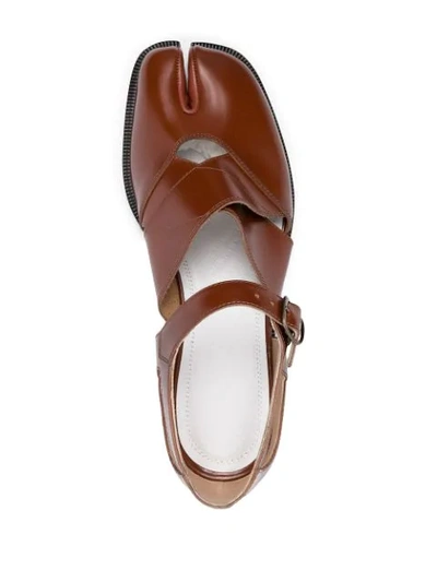 Shop Maison Margiela Tabi Leather Sandals In Brown