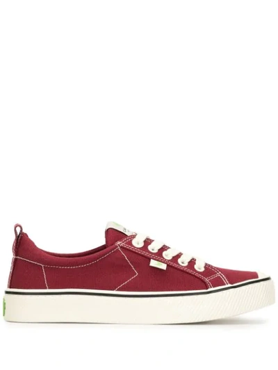 Cariuma Oca Low Stripe Burgundy Red Canvas Sneaker In Red