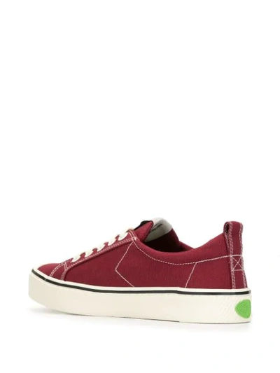 Cariuma Oca Low Stripe Burgundy Red Canvas Sneaker In Red