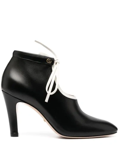 Shop Gucci Tie-up Mid-heel Boots In Black