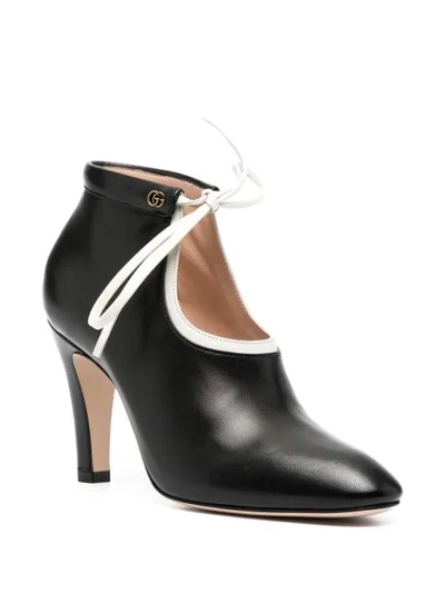 Shop Gucci Tie-up Mid-heel Boots In Black