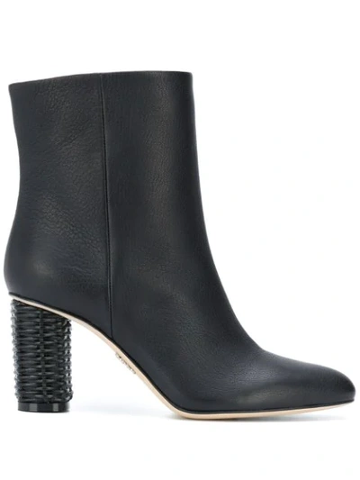Shop Rodo Woven Block Heel Ankle Boots In Black