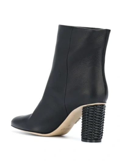 Shop Rodo Woven Block Heel Ankle Boots In Black
