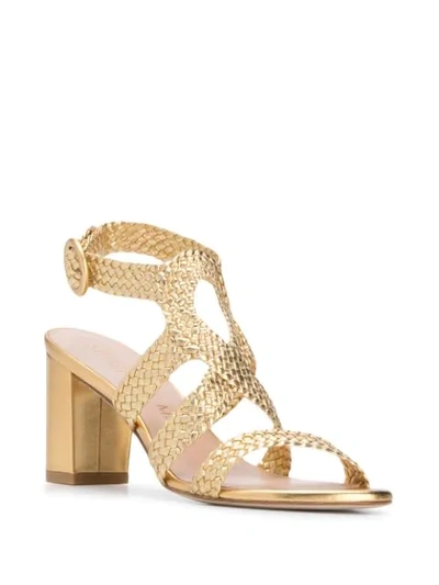 Shop Stuart Weitzman Vicky Metallic Sandals In Gold