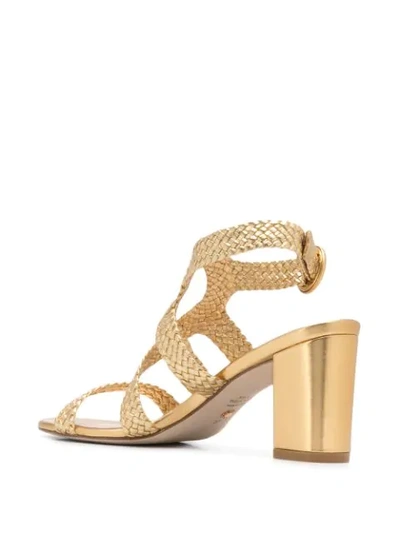 Shop Stuart Weitzman Vicky Metallic Sandals In Gold