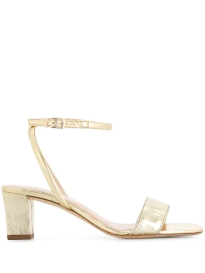 Shop Sandro Metallic Strappy Leather Sandals In Gold