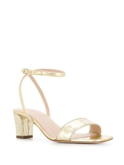 Shop Sandro Metallic Strappy Leather Sandals In Gold