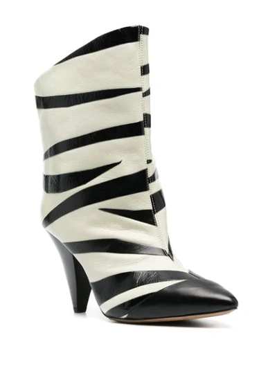 Shop Isabel Marant 100mm Zebra-print Boots In White