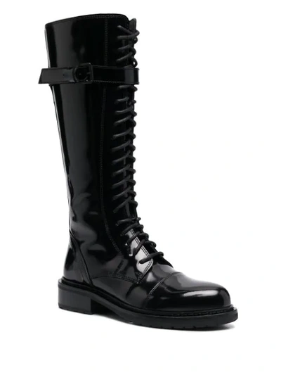 Shop Ann Demeulemeester Knee Length Lace-up Boots In Black