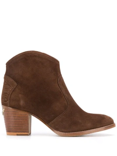 Shop Zadig & Voltaire Mid-heel Leather Boots In Brown