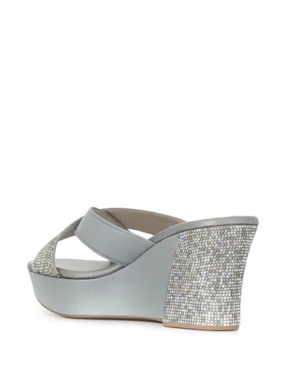 Shop René Caovilla Crystal Embellished Platform Sandals In Blue