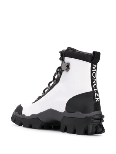 Shop Moncler Two-tone Lace-up Boots In White