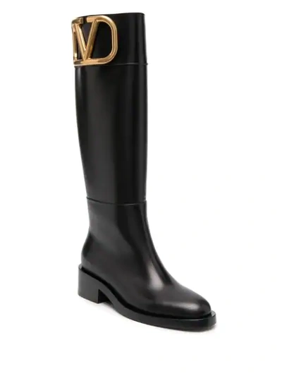 Shop Valentino Supervee Low-block Heel Boots In Black