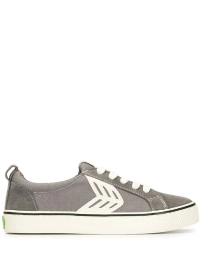 Shop Cariuma Catiba Low Stripe Charcoal Grey Suede And Canvas Contrast Thread Sneaker